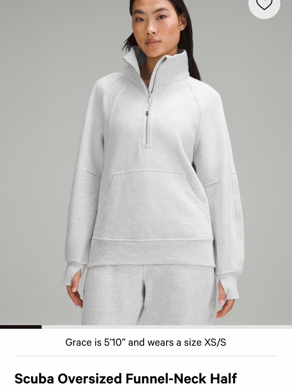 Lululemon Scuba Oversized Funnel-Neck Half-Zip Sweatshirt in Light Gray